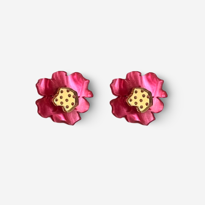 Pink Flower Studs