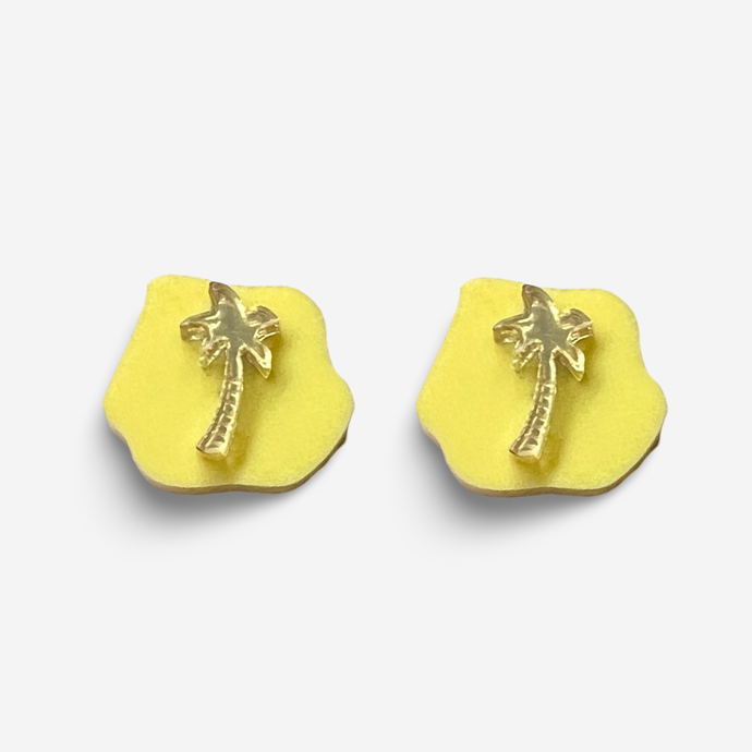 Gold Palm Stone Studs