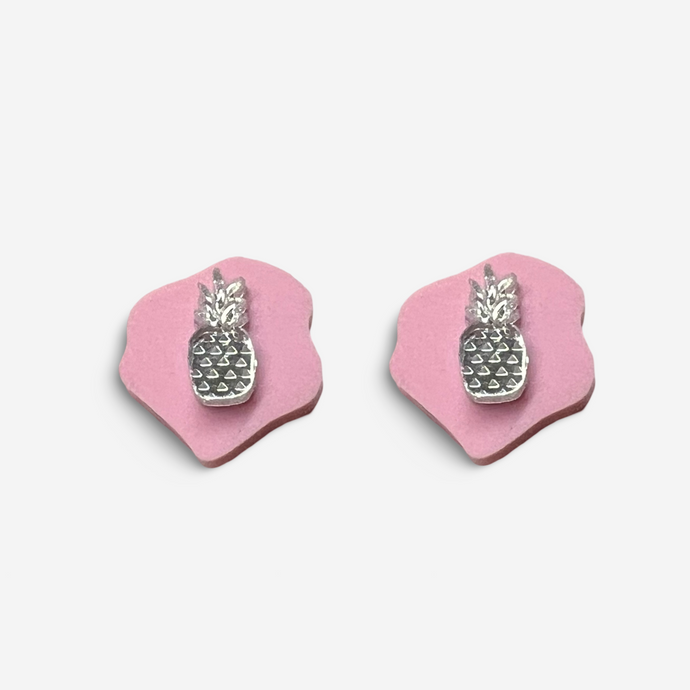 Silver Pineapple Stone Studs