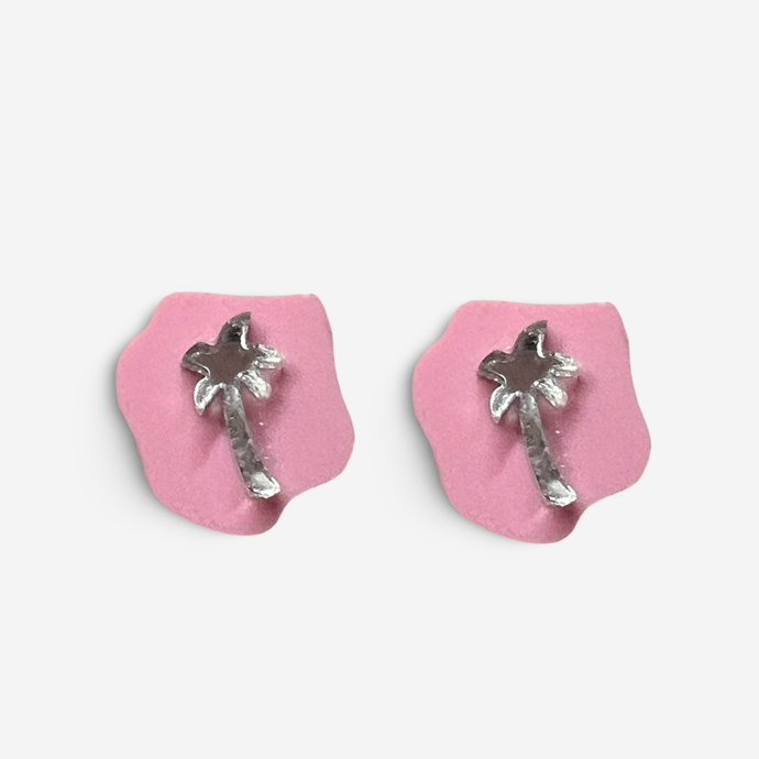 Silver Palm Pineapple Stone Studs