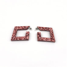 Load image into Gallery viewer, Squoops- Pomegranate and Rose Gold mirror Reversible Hoops