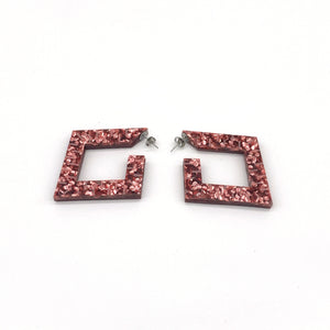 Squoops- Pomegranate and Rose Gold mirror Reversible Hoops