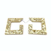 Load image into Gallery viewer, WHITE AND GOLD Squoops our Square Reversible Hoops