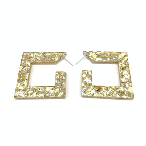 WHITE AND GOLD Squoops our Square Reversible Hoops