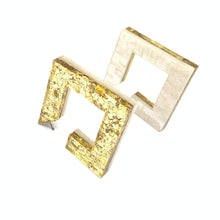 Load image into Gallery viewer, WHITE AND GOLD Squoops our Square Reversible Hoops