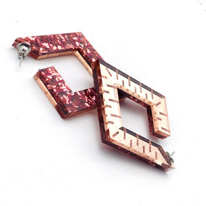 Squoops- Pomegranate and Rose Gold mirror Reversible Hoops