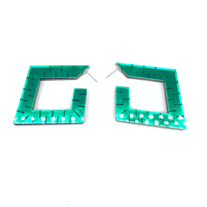 Squoops- Green & Purple Chunk Glitter Reversible Hoops